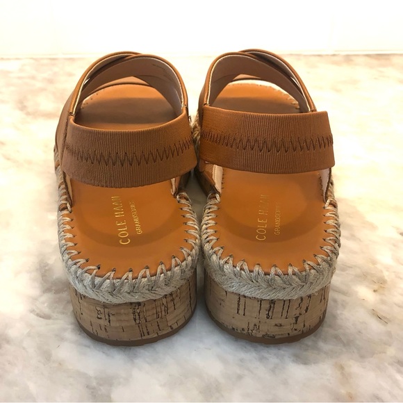 Cole Haan Cloud Vero Tan Espadrille Leather SlingBack Wedge Sandal -New - Picture 9 of 12